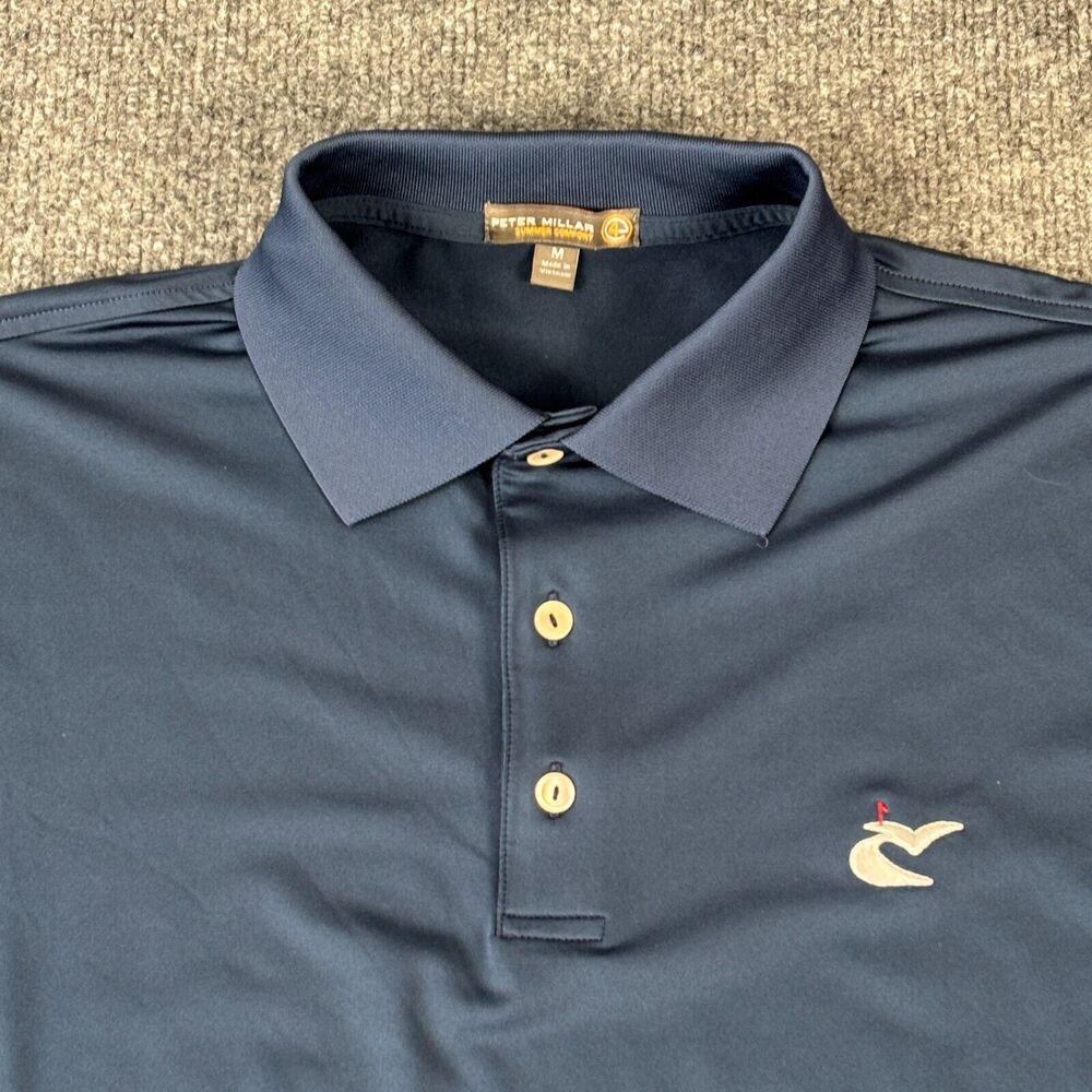 Peter Millar Summer Comfort Polo Shirt Size Medium Blue w/SLEEVE LOGO